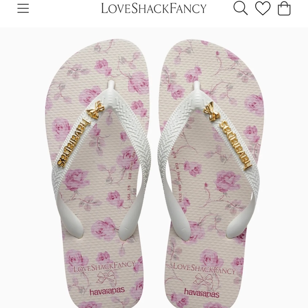 Havaianas Pink Floral White Flip Flops